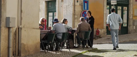 People dining in the outdoor cafe Stock Footage 151403226