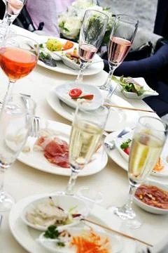 People at a dinner party - view of the table Stock Photos