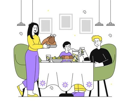 People with dinner vector simple Stock-Illustration