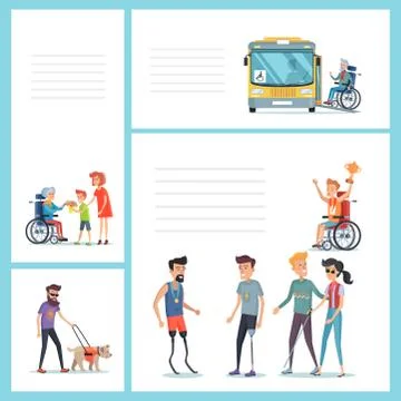 People with Disabilities Do Regular Staff Set Ilustración de archivo