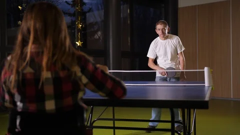 People with disabilities during ping-pong game Video stock 125784142