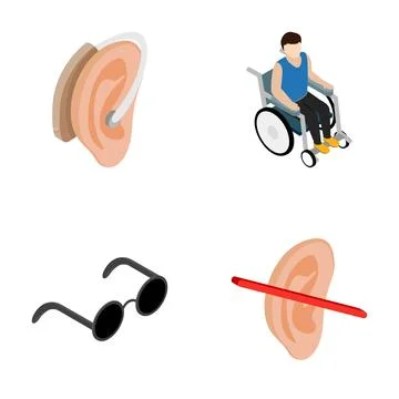 People with disability icons representing accessibility and support Stock Illustration