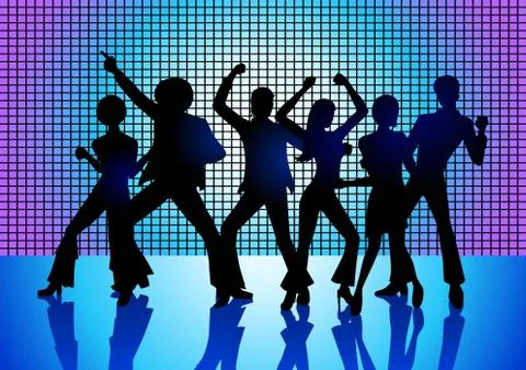 People Disco Dancing Stock Illustration