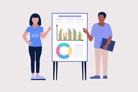 People discuss, analyze  infographic Stock Illustration