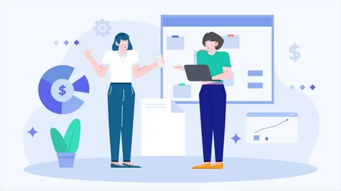 People discuss work progress with digital tools surrounded by graphs documents Stock Footage 292843755