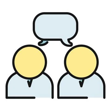 People discussing communicating ideas in a speech bubble Stock Illustration