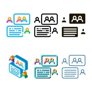 People discussing designs icon vector outline Stock Illustration