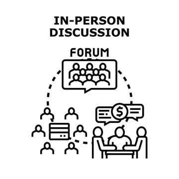 People discussing ideas and making decisions at forum event Stock Illustration