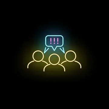 People discussing ideas, sharing important information in neon light Stock Illustration