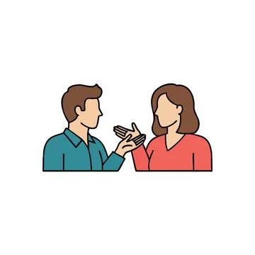 (People Discussing Ideas. Vector graphic of two individuals engaged in dial.. Stock Illustration