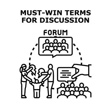 People discussing must win terms for family forum Stock Illustration