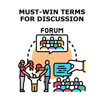 People discussing must win terms for family forum Stock Illustration