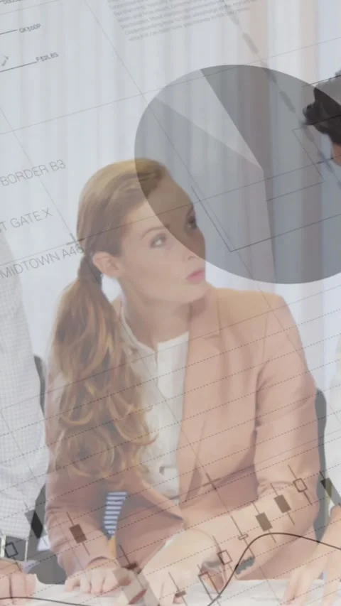 People discussing in an office and graphs with statistics and data Stock Footage 342224943