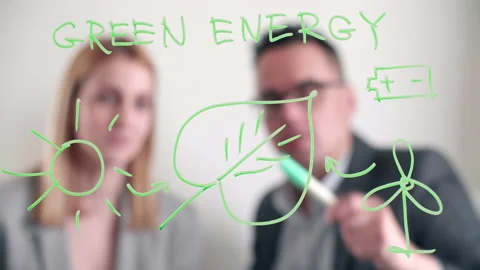 People discussing a presentation about renewable resources Stock Footage 236958683