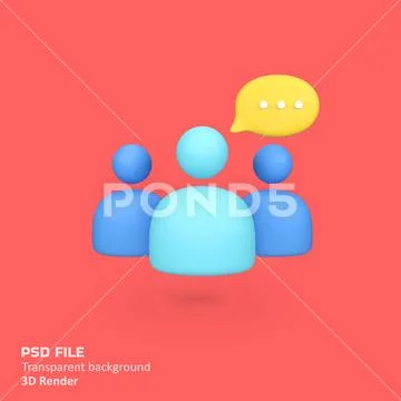 People discussion isolated 3d render icon illustration PSD 模板