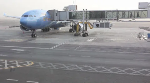 People disembarking from airplane Stock Footage 24866461