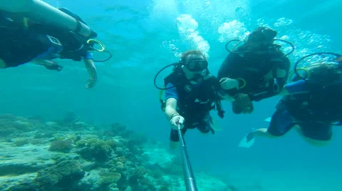 People diving under the warm cyan water. Stock Footage 62534567