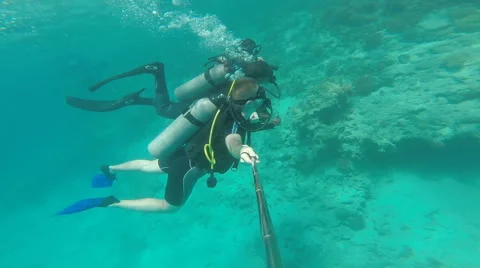 People diving under the warm cyan water. Stock Footage 62534721