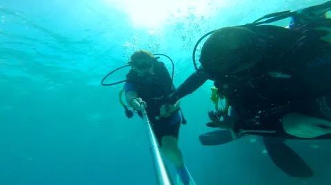 People diving under the warm cyan water. Stock Footage 62548911