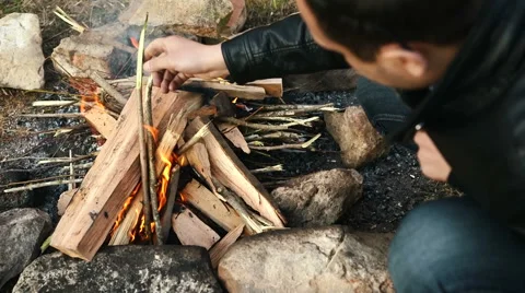 People do barbecue at the nature Stock Footage 62638486