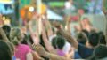 People do yoga in Times Square NYC as part of the International Day of Yoga HD Footage
