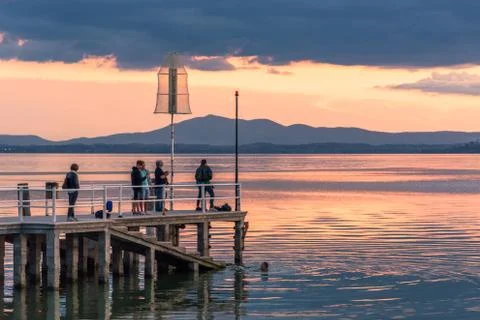 People on a dock Stock Photos