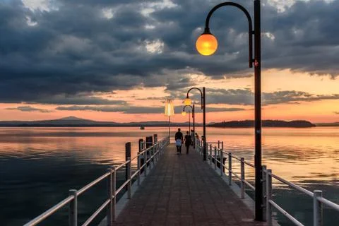 People on a dock Stock Photos