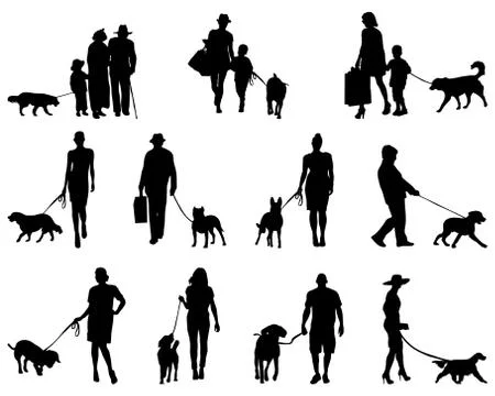 People with dogs Stock Illustration