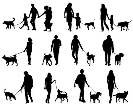 People with dogs Stock Illustration