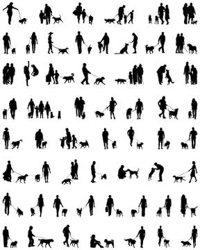 People with dogs Stock Illustration