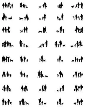 People with dogs Stock Illustration