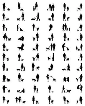 People with dogsl Stock Illustration