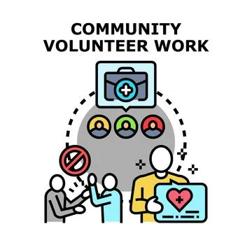 People doing community volunteer work helping others Stock Illustration