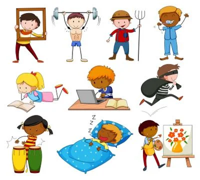 People doing different activities Illustrazione stock