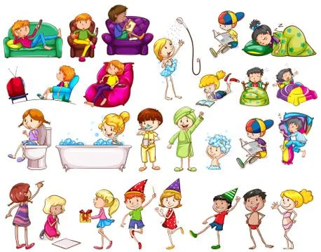 People doing different activities Illustrazione stock