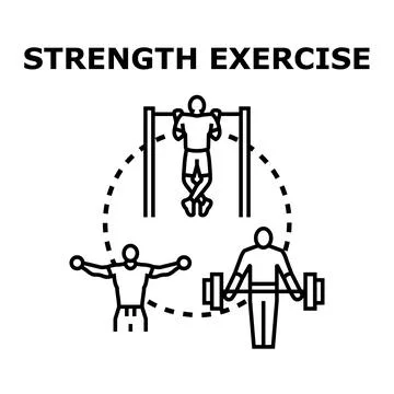 People doing different strength exercise workout concepts Stock Illustration