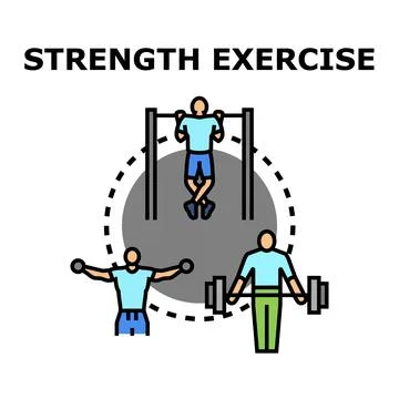 People doing different strength exercise workout concepts Stock Illustration