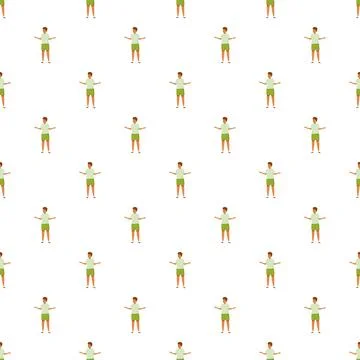 People doing exercises seamless pattern on white background 스톡 일러스트