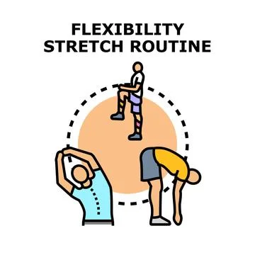 People doing flexibility stretch routine for fitness body Stock Illustration