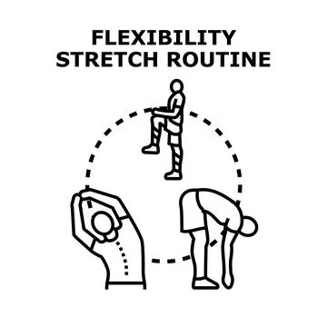 People doing flexibility stretch routine for fitness body Stock Illustration