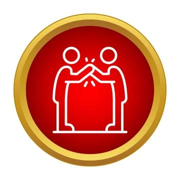 People doing high five in simple style red icon Stock Illustration