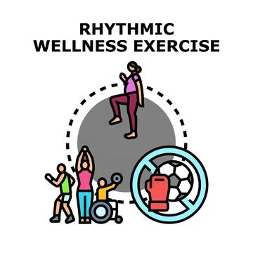 People doing rhythmic wellness exercise and physical activity 스톡 일러스트