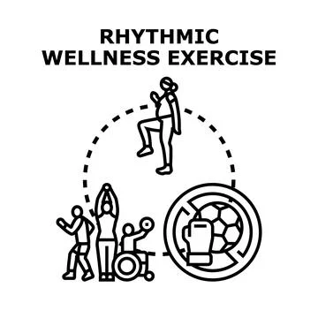 People doing rhythmic wellness exercise and physical activity Stock Illustration