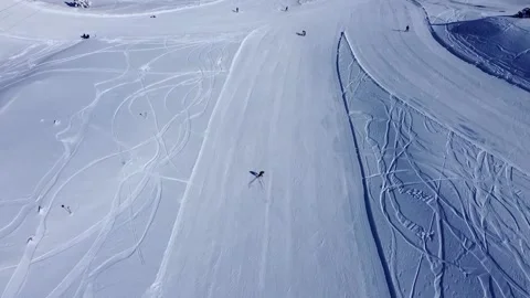 People doing snowboard and ski on white snow Stock Footage 195950976