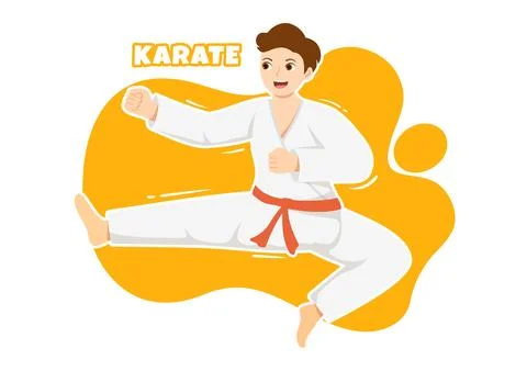 People Doing Some Basic Karate Martial Arts Moves, Fighting Pose and Wearin.. Stock Illustration