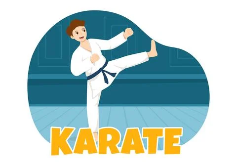 People Doing Some Basic Karate Martial Arts Moves, Fighting Pose and Wearin.. Stock Illustration