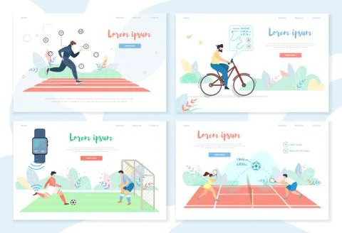 People Doing Sports Activity with Smart Gadgets Stock Illustration