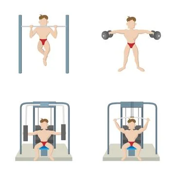 People doing strength training exercise workout in gym Stock Illustration