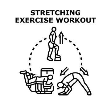 People doing stretching exercise workout concept illustration Stock Illustration