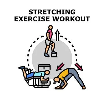 People doing stretching exercise workout concept illustration Stock Illustration